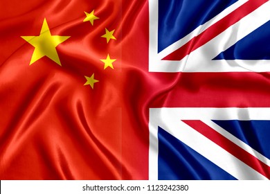 Flag China And UK Silk