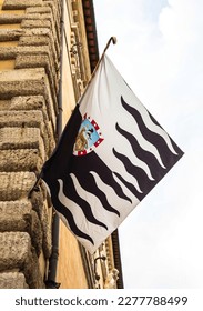 Flag with the coat of arms of the medieval Republic of Siena - Shutterstock ID 2277788499