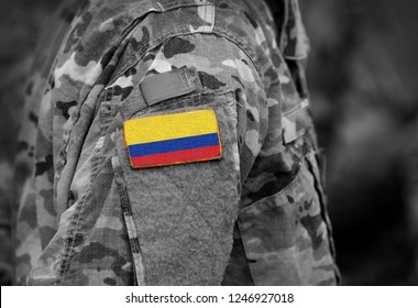 Flag Of Colombia On Soldiers Arm (collage).