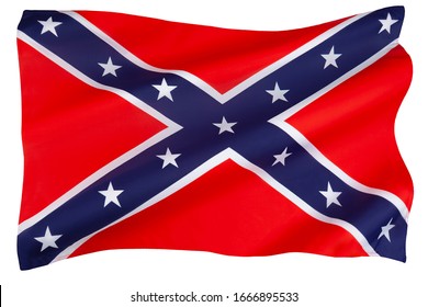 Flag Of The Confederate States Of America. Its Use Started In Response To The Civil Rights Movement In The 1950s And 1960s And Continues To The Present Day.