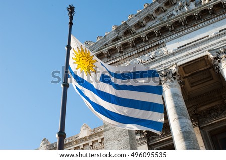 Flag and Congress in Uruguay, beautiful place!