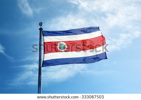Flag of Costa Rica on the mast