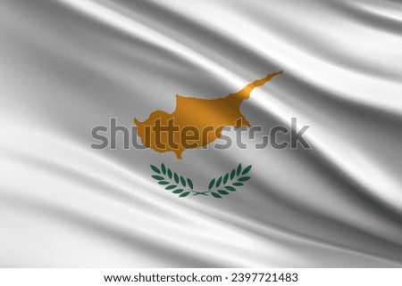 Flag of Cyprus, Cyprus waving flag in silk cloth. orange map with white, Cyprus flag, Flag day, independence day concept
