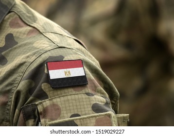 Flag Of Egypt On Military Uniform. Army, Soldiers, Africa (collage).