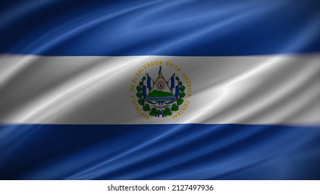 Flag Of El Salvador. El Salvador Flag Of Background. A Close Up Of The Salvadoran Flag.