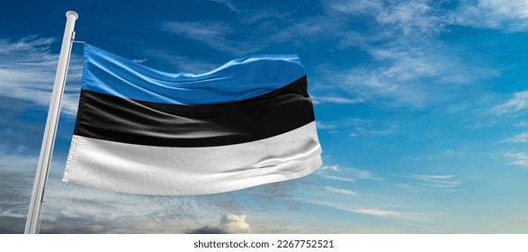 Flag of Estonia When the Estonian flag is displayed vertically, it should be so that the blue appears on the left of the flag when viewed by an observer 2023 Estonian parliamentary election - Powered by Shutterstock