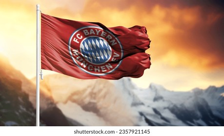 Flag of FC Bayern Munich on a flagpole