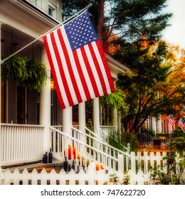 A Flag Flying In A Historic Northern Virginia Neighborhood.