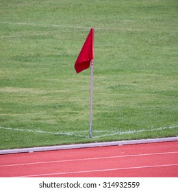 Flag At Football Corner 