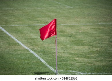 Flag At Football Corner 