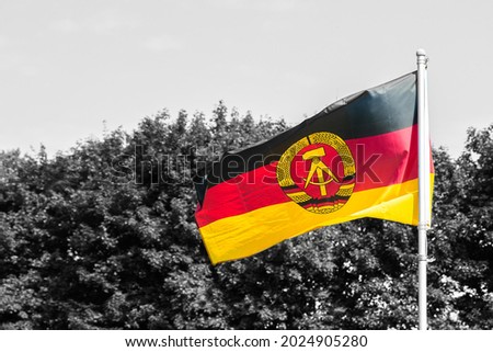 Flag of the former German Democratic Republic (GDR,  DDR) photographed in the Northeast of Germany