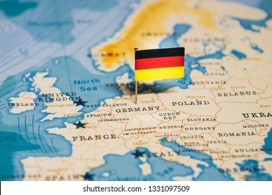 The Flag Of Germany In The World Map