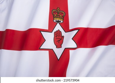 Flag of the Government of Northern Ireland. Also known as the Ulster Banner. Northern Ireland is a part of the United Kingdom of Great Britain.
