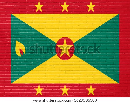 Flag of Grenada on Bricks Wall. Grenada Flag for advertising, celebration, achievement, festival, election.