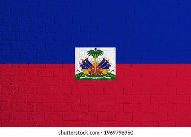 Flag of Haiti. Brick wall texture of the flag of Haiti.