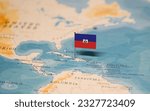 The Flag of Haiti on the World Map.