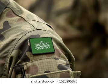 Flag Of Hamas On Military Uniform (collage).