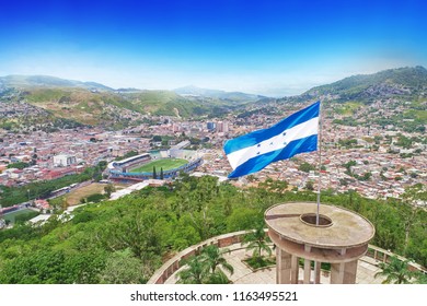 Flag of Honduras in Tegucigalpa