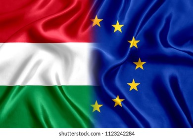 Flag Of Hungary And European Union Silk