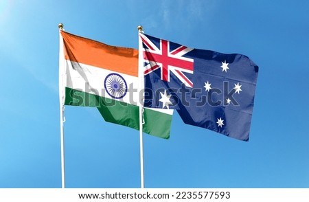 Flag of India and Australia, Fed waving flag with textured background