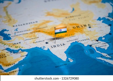 The Flag Of India In The World Map