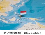 The Flag of Indonesia in the World Map
