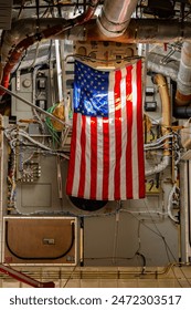 Flag inside a c-17 globe master.