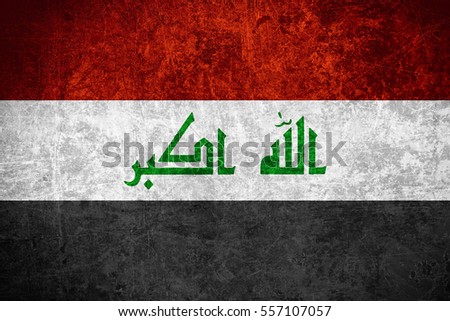 flag of Iraq or Iraqi banner on scratched vintage texture