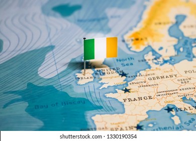 The Flag Of Ireland In The World Map