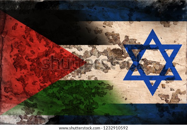 Flag of Israel\
and Palestine in grunge\
style.