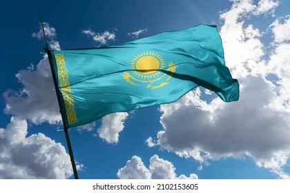 flag of kazakhstan Mass protests in Kazakhstan. flag of kazakhstan - Shutterstock ID 2102153605