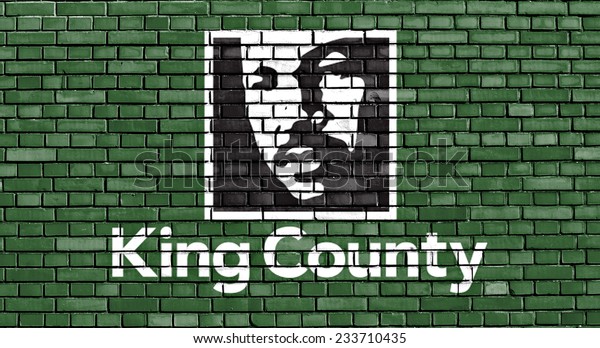 flag of King County\
painted on brick wall