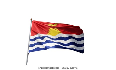 Flag of Kiribati with no background, white background, flag on a flag pole waving in the wind, national symbol of the Kiribati, oceania country, picture of a flag - Powered by Shutterstock