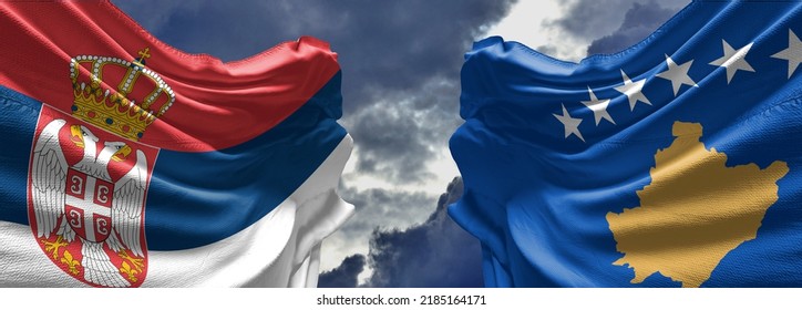 Flag Kosovo And Flag Serbia Conflict Kosovo And Serbia