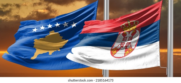 Flag Kosovo And Flag Serbia Conflict Kosovo And Serbia