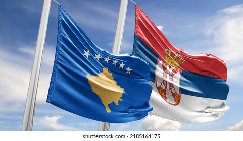 Flag Kosovo And Flag Serbia Conflict Kosovo And Serbia