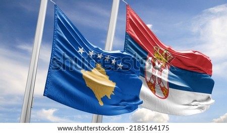 flag kosovo and flag serbia conflict kosovo and serbia