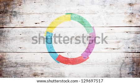Flag of La Francophonie painted on grungy wood plank background