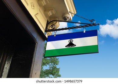 Flag Of Lesotho Swinging Shop Sign.