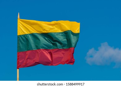 Flag Lithuania On Blue Sky Background Stock Photo 1588499917 | Shutterstock