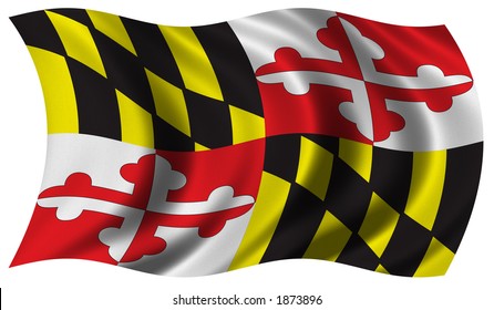 Flag of Maryland waving in the wind - clipping path included