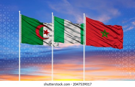 Flag Of Morocco, Algeria And Nigeria. Nigerian Gas Dispute