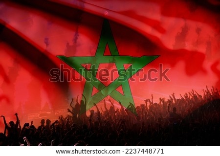 Flag of Morocco overs soccer or football fans