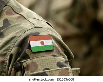 Flag Of Niger On Military Uniforms (collage). Army,soldiers, Africa (collage).