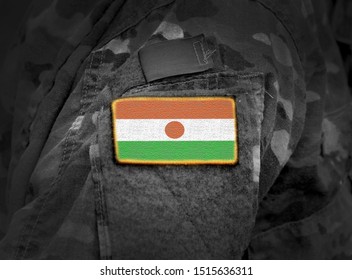 Flag Of Niger On Military Uniforms (collage). Army,soldiers, Africa (collage).