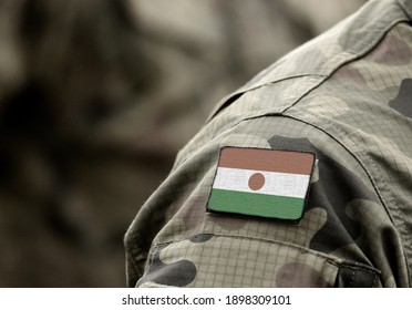 Flag Of Niger On Military Uniforms Army, Soldier, Africa (collage).