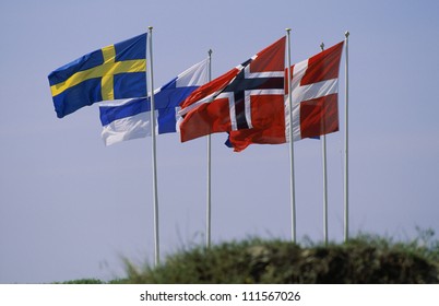 Flag Of The Nordic Countries In Europe