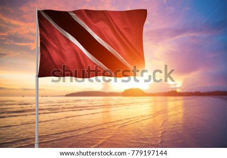 Flag with original proportions. Closeup of grunge flag of Trinidad and Tobago
