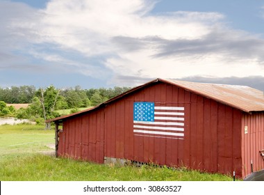 Flag Painted on an Old Barn