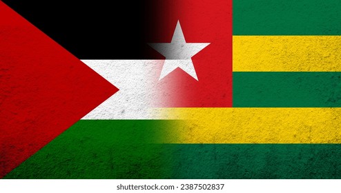 Flag of Palestine and The Togolese Republic (Togo) National flag. Grunge background